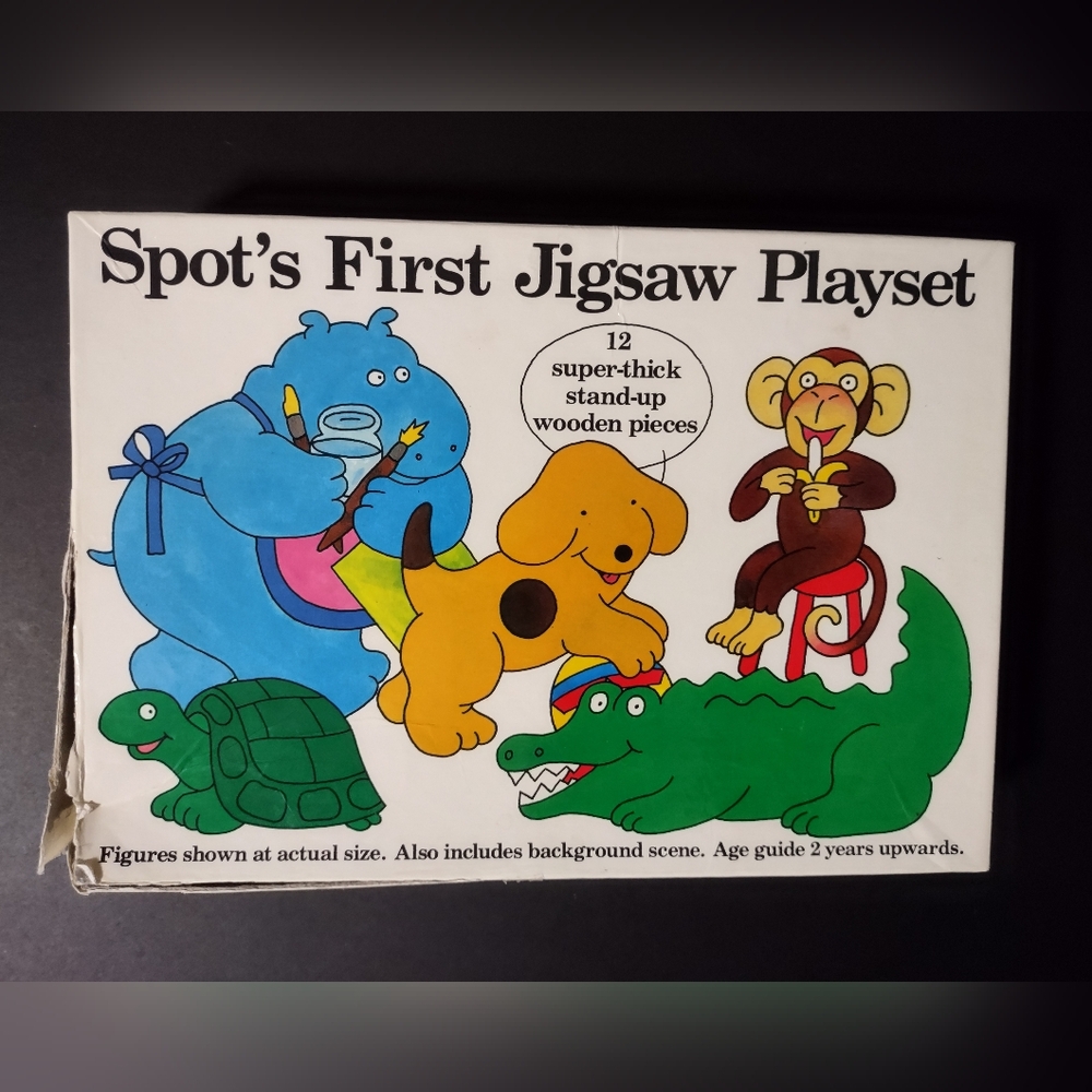 Vintage 1986 Spot's First Jigsaw Playset Michael Stanfield 12 Wooden Pieces